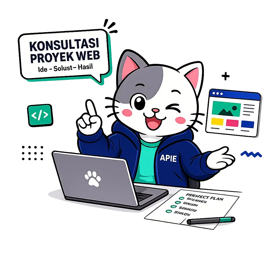 Maskot Meowcode - Konsultasi Jasa Pembuatan Website dan Sistem AI Profesional