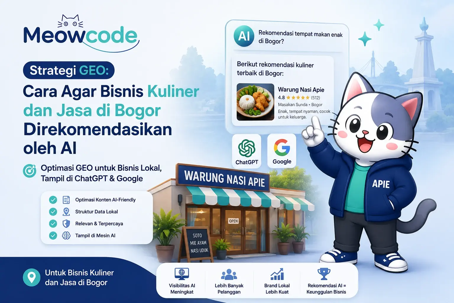 Gambar utama untuk artikel: Cara Agar Bisnis Kuliner dan Jasa di Bogor Direkomendasikan oleh AI